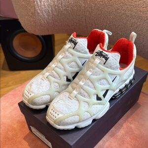 Nike Stussy Kukini White and Red Sneakers